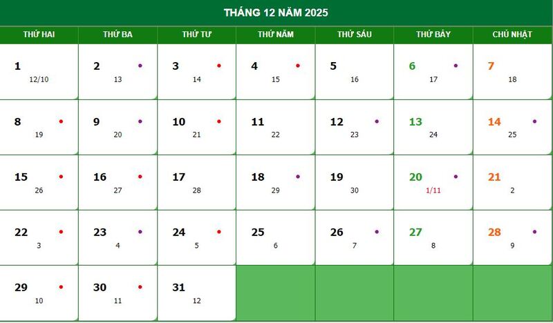 Lịch vạn niên, lịch âm dương 2025 cùng các sự kiện đáng chú ý