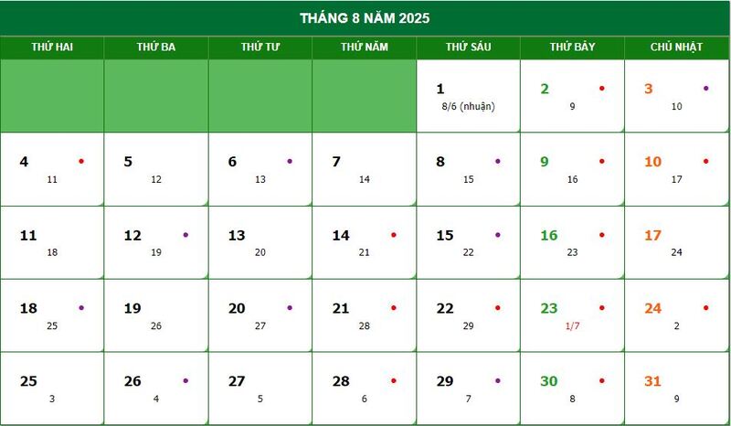 Lịch vạn niên, lịch âm dương 2025 cùng các sự kiện đáng chú ý