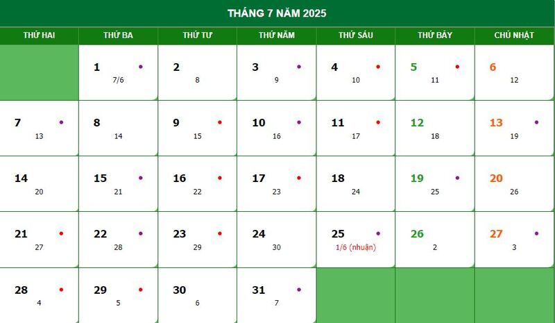 Lịch vạn niên, lịch âm dương 2025 cùng các sự kiện đáng chú ý