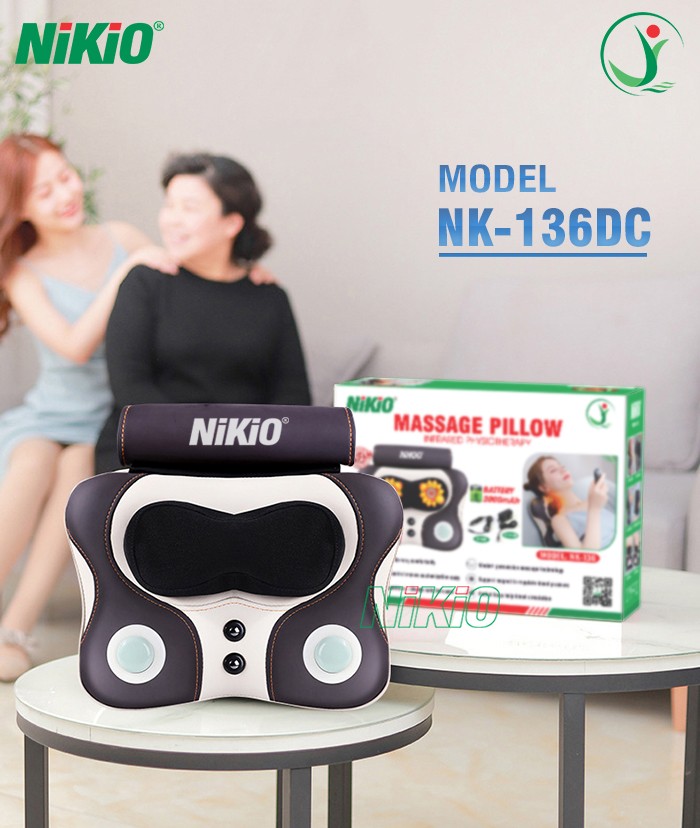 Máy massage đấm bóp Nikio NK-136DC cổ vai gáy, lưng cao cấp - Pin sạc