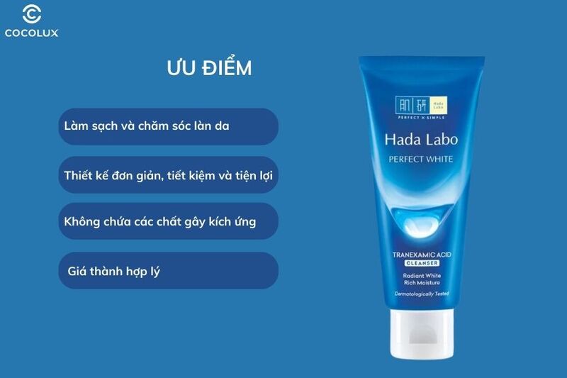 Review sữa rửa mặt Hada Labo Perfect White màu xanh dương