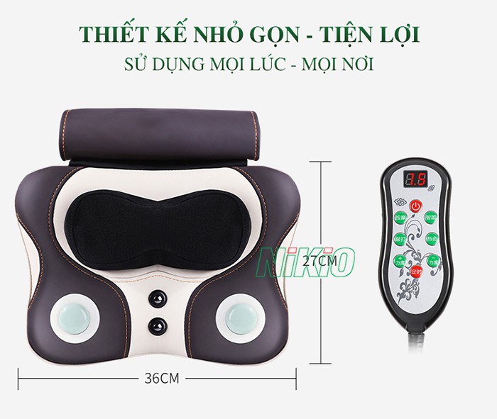 Máy massage đấm bóp Nikio NK-136DC cổ vai gáy, lưng cao cấp - Pin sạc