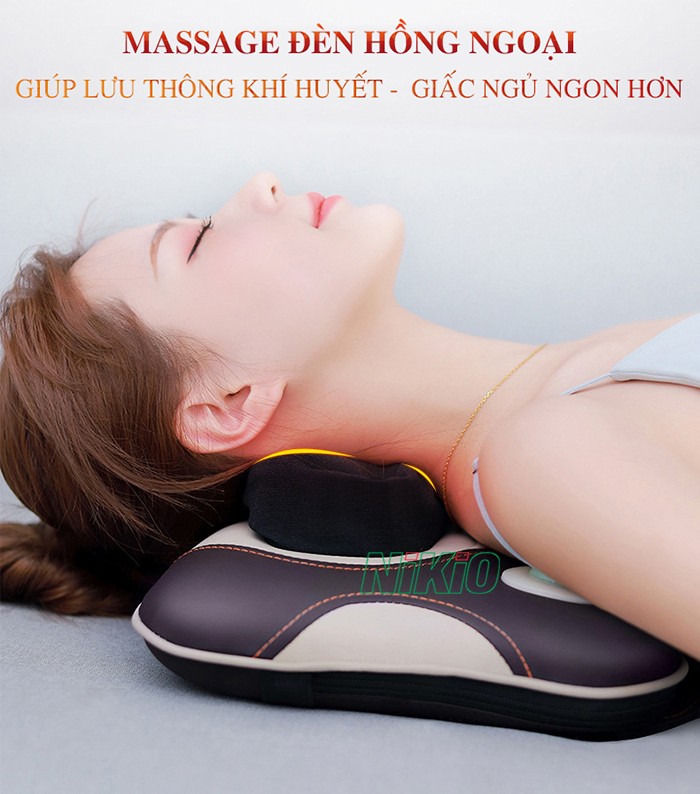 Máy massage đấm bóp Nikio NK-136DC cổ vai gáy, lưng cao cấp - Pin sạc