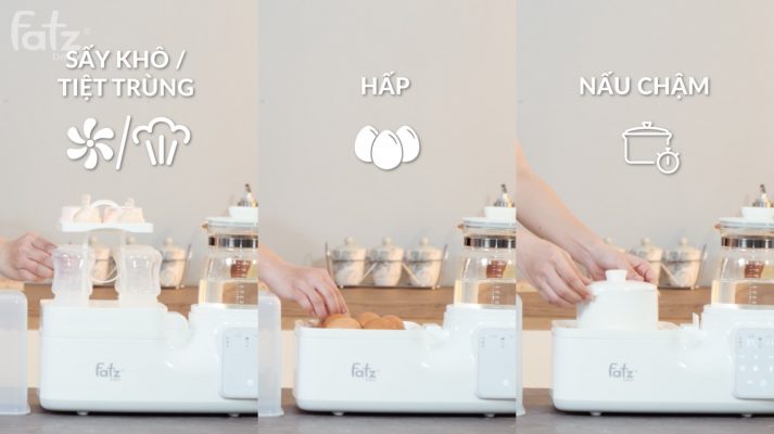 Máy hâm tiệt trùng sấy khô nấu cháo và đun nước pha sữa đa năng (ALL-IN-ONE) Fatzbaby Multimax 3 - FB9322SJ