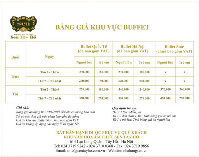 Đánh giá nhà hàng buffet Sen Tây Hồ (+menu và bảng giá mới năm 2022)