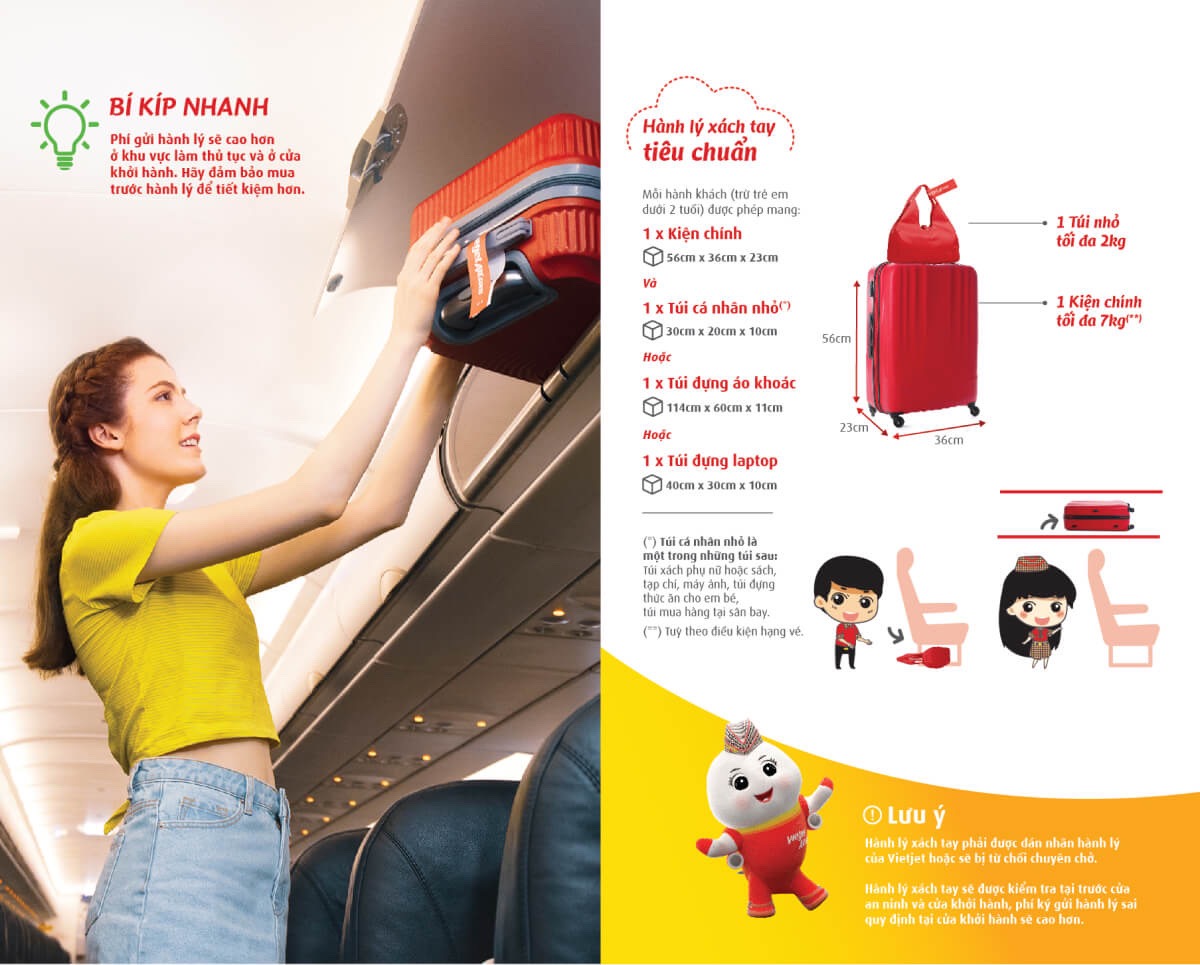 Hành lý xách tay Vietjet Air: Quy định ĐẦY ĐỦ NHẤT 2024