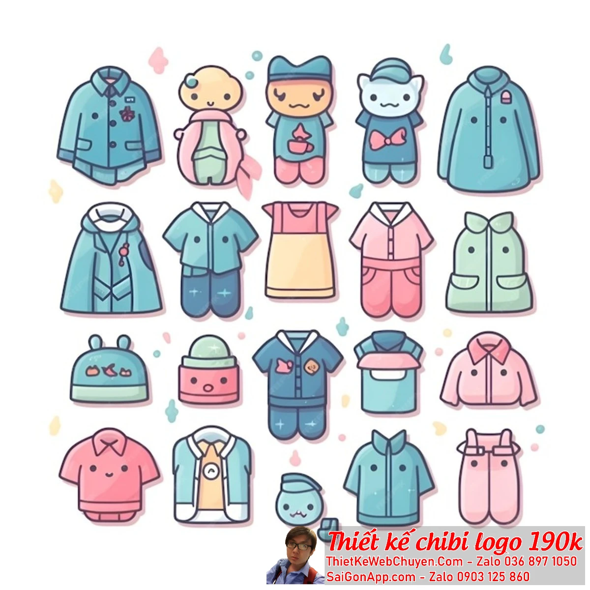 Quần áo chibi cute, làm 190K CUTE DỄ THƯƠNG, THIẾT KẾ LOGO CHIPI