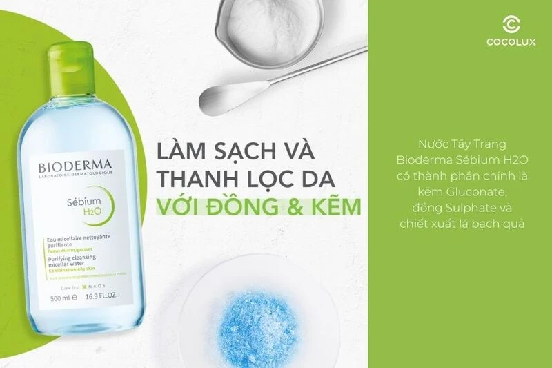 Review nước tẩy trang Bioderma cho da dầu mụn màu xanh lá