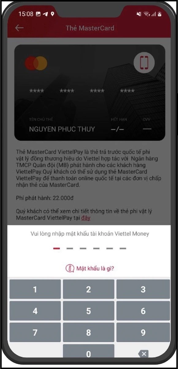 Cách tạo thẻ MasterCard ảo với Viettel Money để thanh toán quốc tế