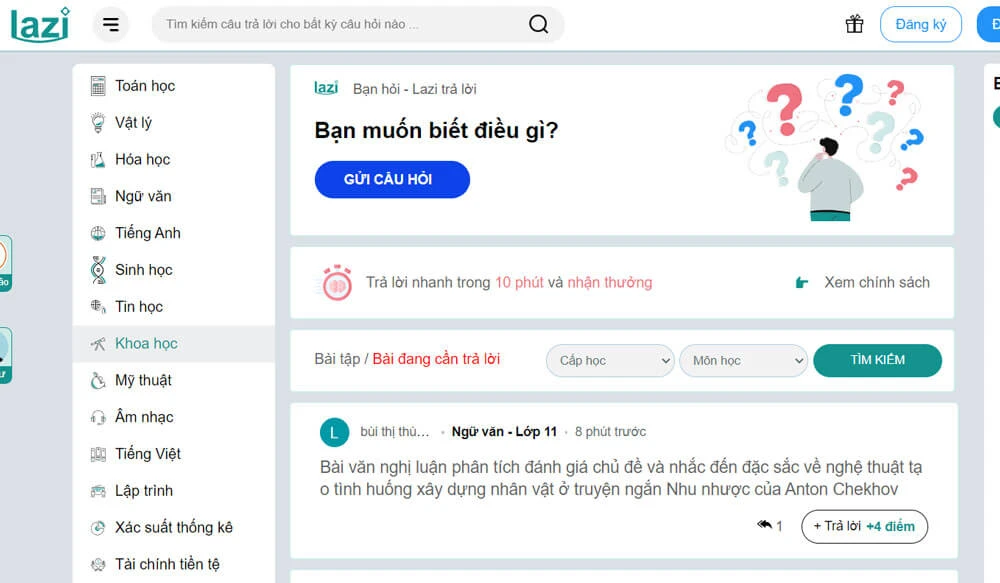 Lazi Hỗ trợ giải đáp bài tập, hỏi bài gia sư