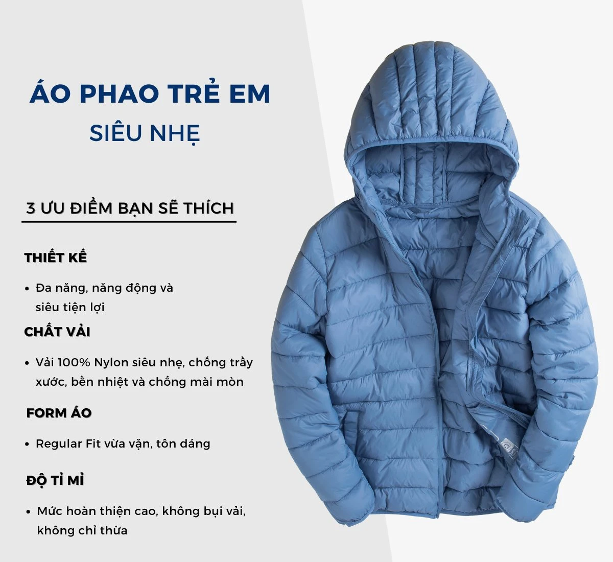 Áo phao trẻ em cao cấp Savani | KPG001-3 | Áo Phao Trẻ Em Siêu Nhẹ