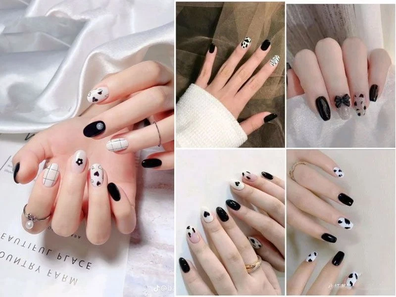 Ngắm 15+ mẫu nail trắng đen dẫn đầu xu hướng hiện nay