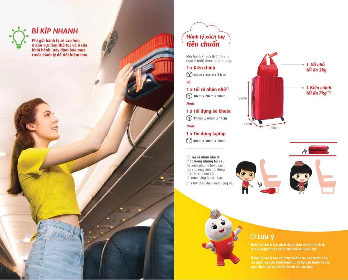 Hành lý xách tay Vietjet Air: Quy định ĐẦY ĐỦ NHẤT 2024