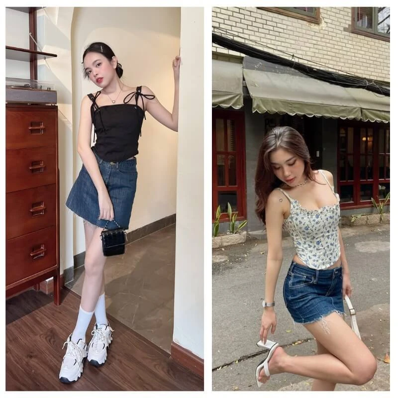 Chân váy jean phối với áo gì? BẬT MÍ 10 cách phối cực “HÚT MẮT”