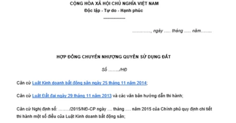 Mẫu giấy chuyển nhượng đất viết tay năm 2024