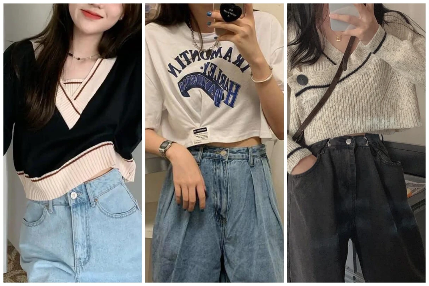 6 cách phối đồ với áo croptop rộng