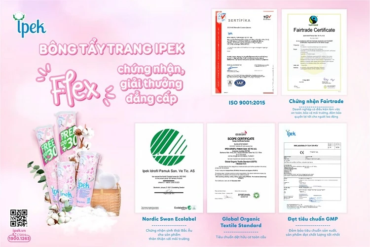 Bông tẩy trang Ipek siêu mềm mịn 150 miếng