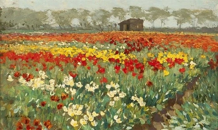 Hình nền hoa Tulip vẽ tay lung linh