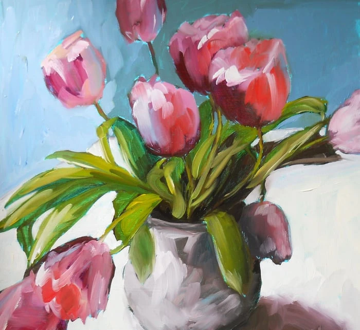 Hình nền hoa Tulip vẽ tay lung linh