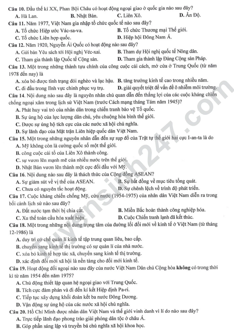 Bộ GD công bố đề minh họa tốt nghiệp THPT 2025 - Tất cả các môn