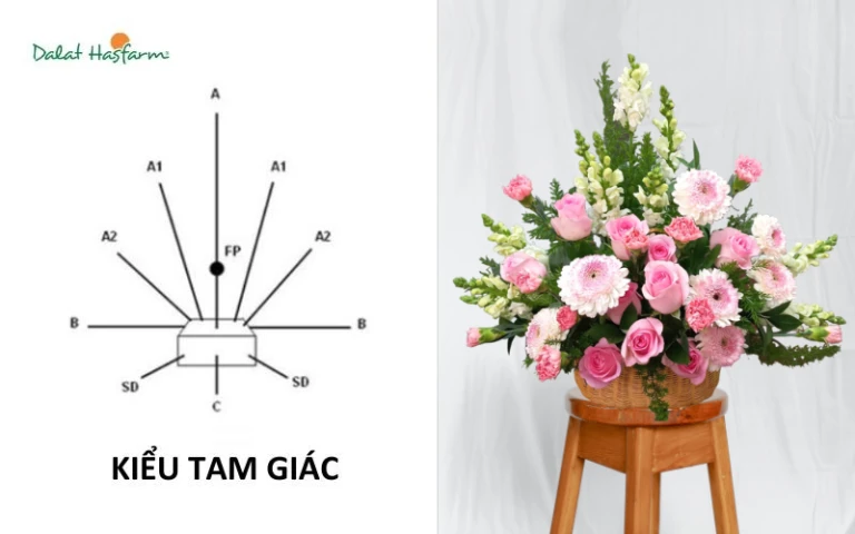 Hướng dẫn cắm hoa hình tam giác cho người mới bắt đầu