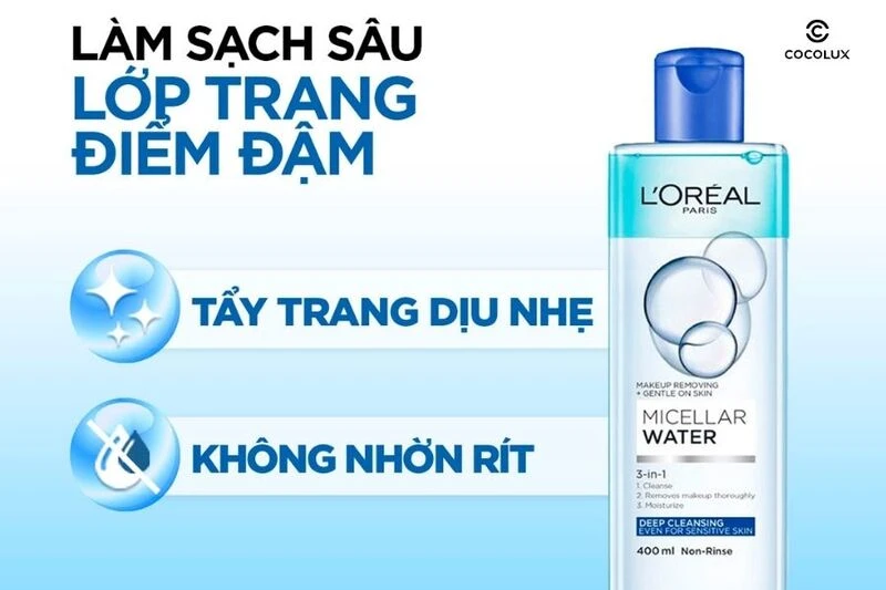 Review Nước Tẩy Trang Loreal Xanh Đậm Micellar Water Làm Sạch Sâu Trang Điểm