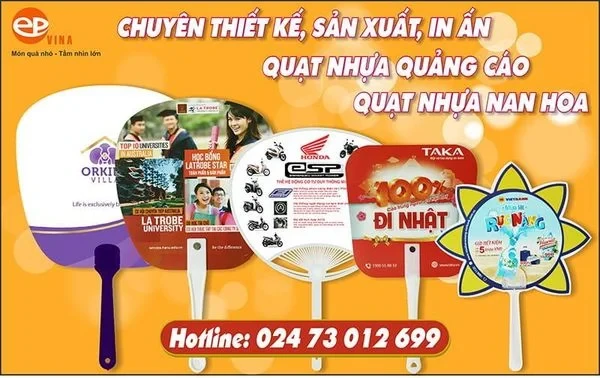 Quạt nhựa nan hoa quảng cáo