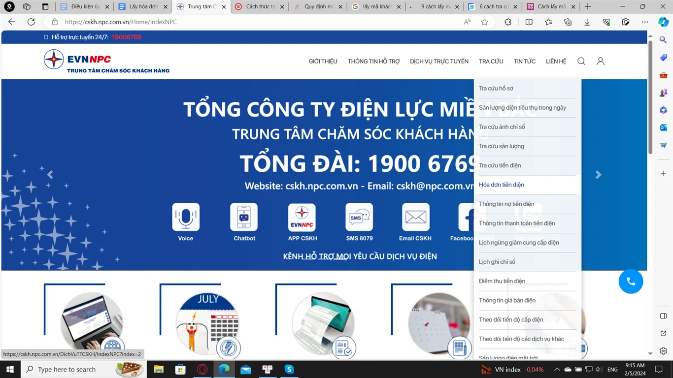 Hướng dẫn lấy hóa đơn điện tử tiền điện EVN