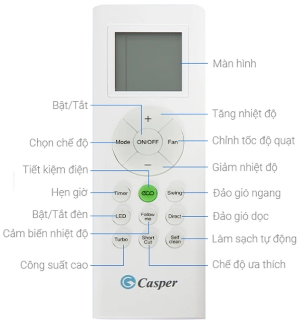 Cách sử dụng remote máy lạnh casper đơn giản