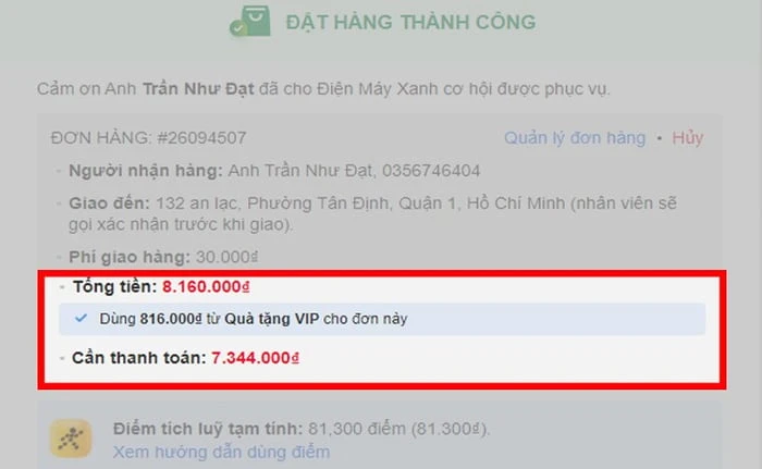 Hướng dẫn tích điểm và sử dụng điểm từ Quà Tặng VIP