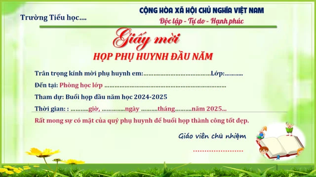 30+ Mẫu giấy mời họp phụ huynh 2024 đẹp nhất (Word, Powerpoint)