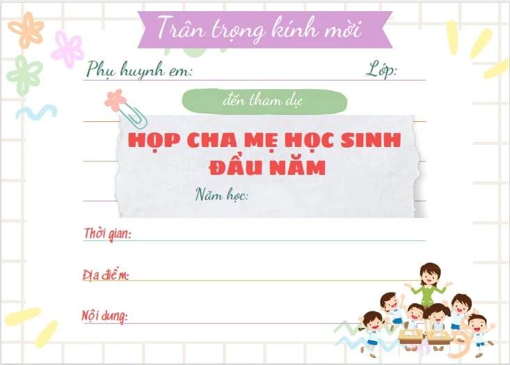 30+ Mẫu giấy mời họp phụ huynh 2024 đẹp nhất (Word, Powerpoint)