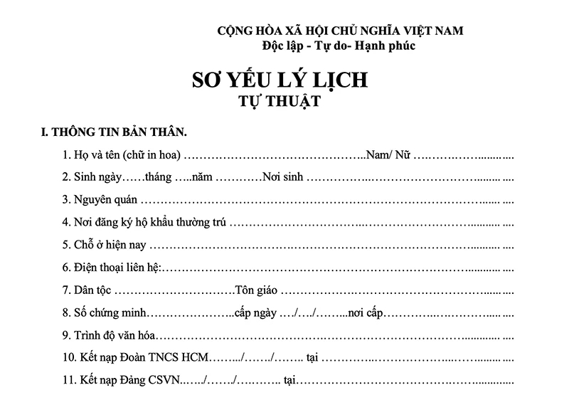 Hướng dẫn ghi trình độ văn hóa trong sơ yếu lý lịch