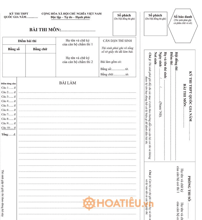 Mẫu giấy thi tự luận A3 năm 2024 đầy đủ nhất