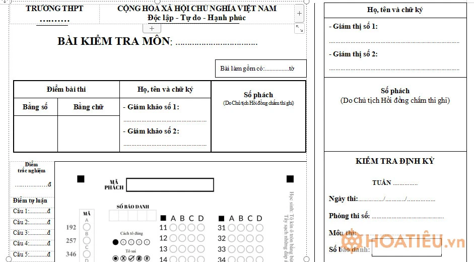Mẫu giấy thi tự luận A3 năm 2024 đầy đủ nhất