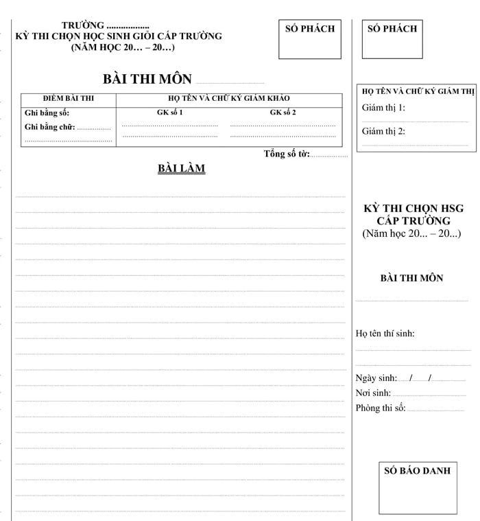 Mẫu giấy thi tự luận A3 năm 2024 đầy đủ nhất