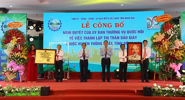 Huyện Thống Nhất công bố thành lập thị trấn Dầu Giây