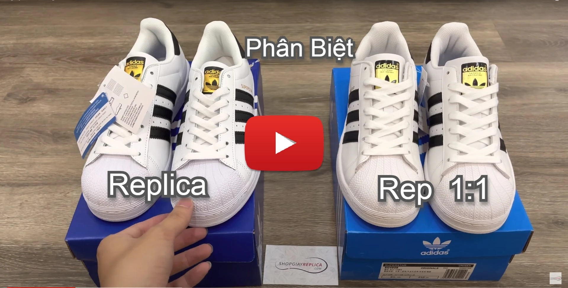 Giày Adidas Superstar trắng sọc đen Rep 1:1