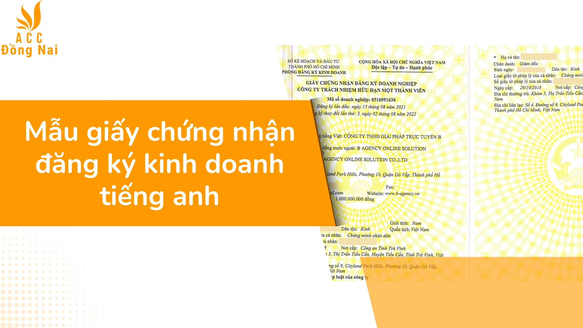 Mẫu giấy chứng nhận đăng ký kinh doanh tiếng Anh