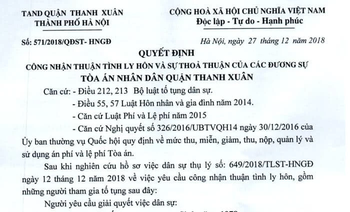 Mẫu Giấy Quyết Định Ly Hôn Của Tòa Án - Mới 2025