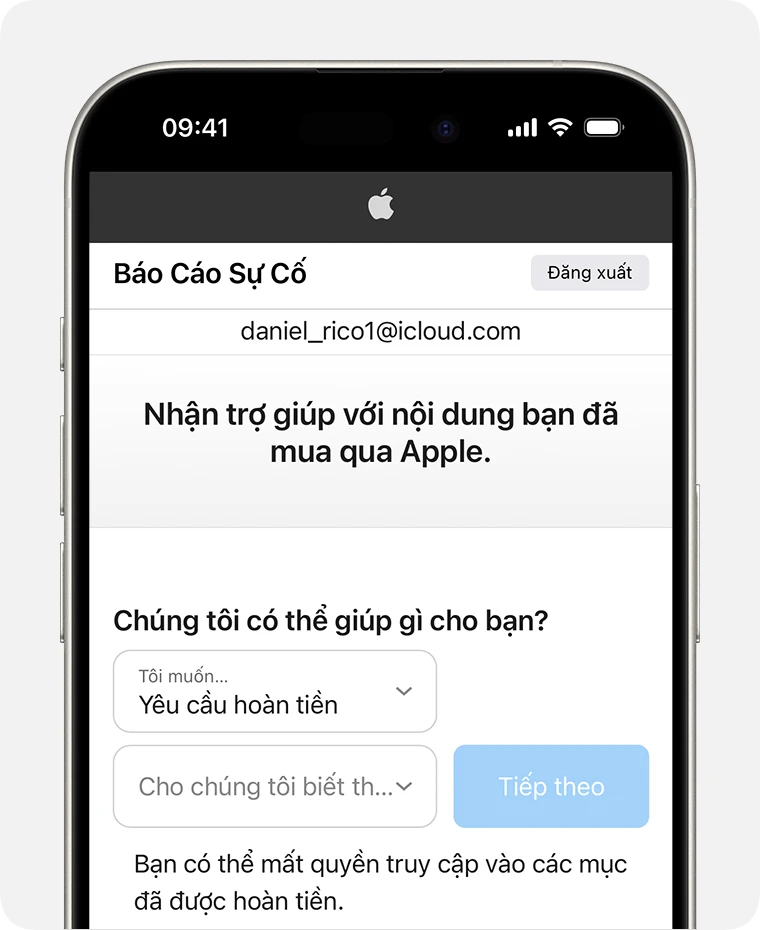 Yêu cầu hoàn tiền cho ứng dụng hoặc nội dung bạn đã mua từ Apple