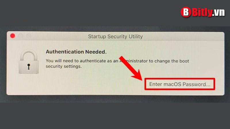 Nhấn chọn Enter macOS Password và nhập mật khẩu